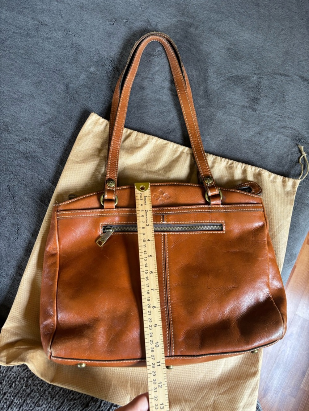 Patricia Nash Poppy Tote (Poppy Satchel), Heritage Tan Full Grain Leather Purse - Picture 15 of 16